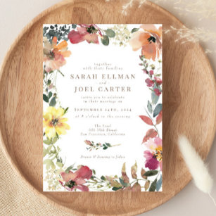 Elegant Boho Wildblume Hochzeit Einladung