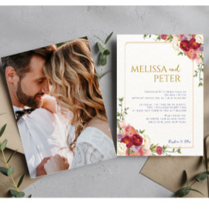 Elegant Boho Wildblume Hochzeit Einladung