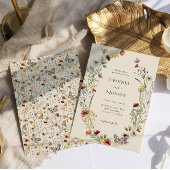Elegant Boho Wildblume Hochzeit Einladung