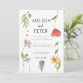 Elegant Boho Wildblume Hochzeit Einladung (Stehend Vorderseite)