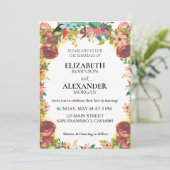 Elegant Boho Wildblume Hochzeit Einladung (Stehend Vorderseite)