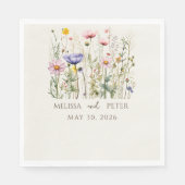 Elegant Boho Wildblume Hochzeit Einladung Serviette (Vorderseite)