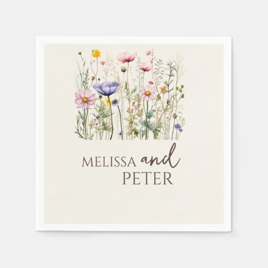 Elegant Boho Wildblume Hochzeit Einladung Serviette (Vorderseite)