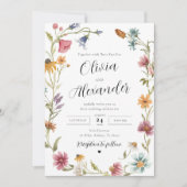 Elegant Boho Wildblume Hochzeit Einladungen (Vorderseite)