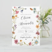 Elegant Boho Wildblume Hochzeit Einladungen (Stehend Vorderseite)
