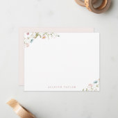 Elegant Boho Wildblume Personalisiert Stationery Mitteilungskarte (Vorderseite/Rückseite Beispiel)
