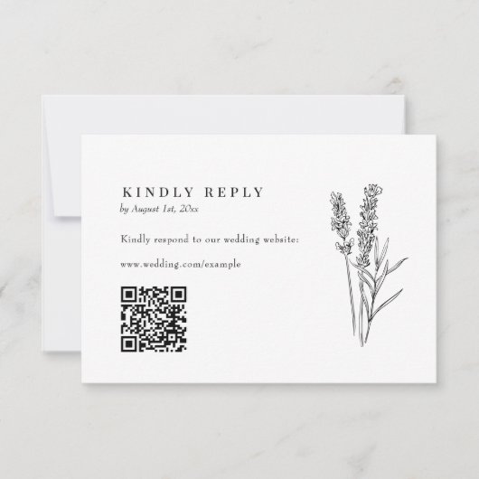 Elegant Boho Wildblume QR Code Wedding RSVP (Vorderseite)