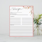 Elegant Boho Wildblume | Rezeptkarten (Stehend Vorderseite)