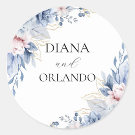 Elegant Boho Wildblume Runder Aufkleber