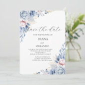 Elegant Boho Wildblume Save the Date Einladung (Stehend Vorderseite)