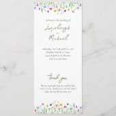 Elegant boho Wildblume Script Wedding Programm (Vorderseite)