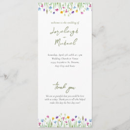 Elegant boho Wildblume Script Wedding Programm