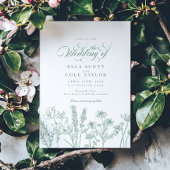 Elegant Boho Wildblume Spring Green Wedding Einladung