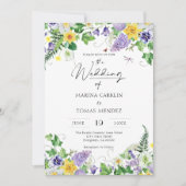 Elegant Boho Wildblume Wedding Einladung (Vorderseite)