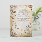Elegant Boho Wildblume Wedding Einladung (Stehend Vorderseite)