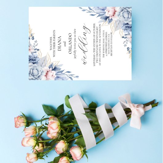Elegant Boho Wildblume Wedding Einladung
