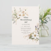 Elegant Boho Wildblume Wedding Einladung (Stehend Vorderseite)