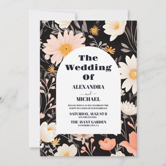 Elegant Boho Wildblume Wedding Einladung (Vorderseite)