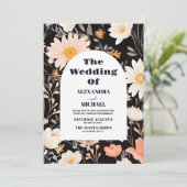 Elegant Boho Wildblume Wedding Einladung (Stehend Vorderseite)