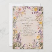 Elegant Boho Wildblume Wedding Einladung (Vorderseite)