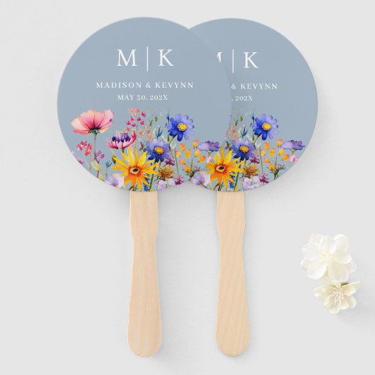 Elegant Boho Wildblume Wedding Fächer (Vorne und Hinten)