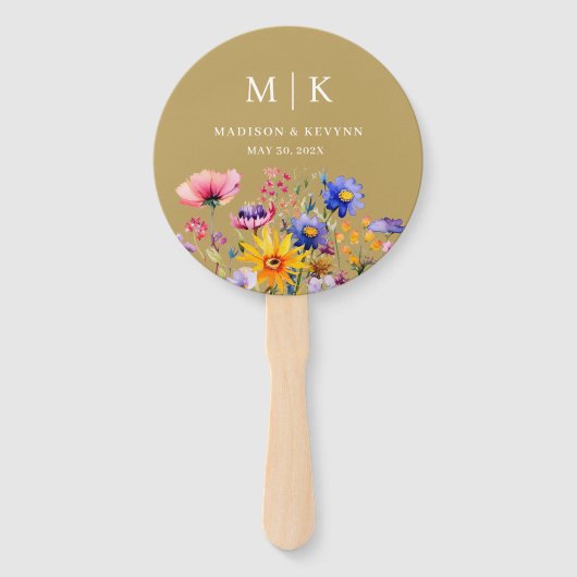 Elegant Boho Wildblume Wedding Fächer (Vorderseite)