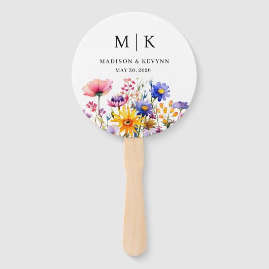 Elegant Boho Wildblume Wedding Fächer (Rückseite)