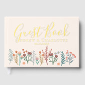 Elegant Boho Wildblume Wedding Gold Gästebuch (Vorderseite)