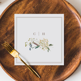 Elegant Boho Wildblume Wedding Initials Serviette