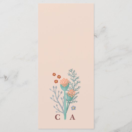 Elegant Boho Wildblume Wedding Menükarte (Rückseite)