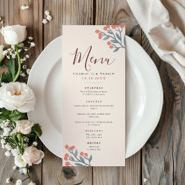Elegant Boho Wildblume Wedding Menükarte