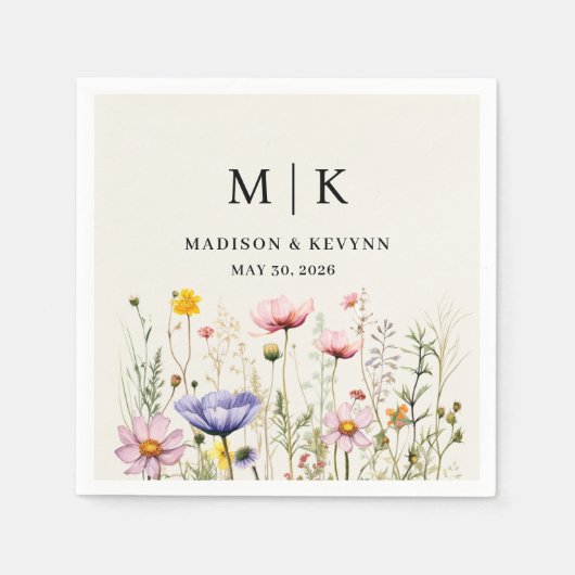 Elegant Boho Wildblume Wedding Napkins Serviette (Vorderseite)