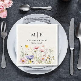 Elegant Boho Wildblume Wedding Napkins Serviette
