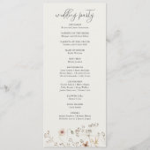 Elegant Boho Wildblume Wedding Programm (Rückseite)