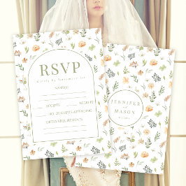 Elegant Boho Wildblume Wedding RSVP Cards Karte