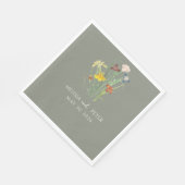 Elegant Boho Wildblume Wedding | Sage Green Serviette (Ecke)