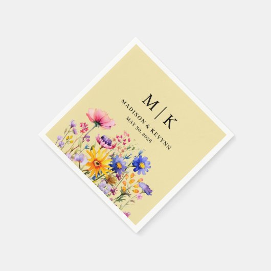 Elegant Boho Wildblume Wedding Serviette (Ecke)