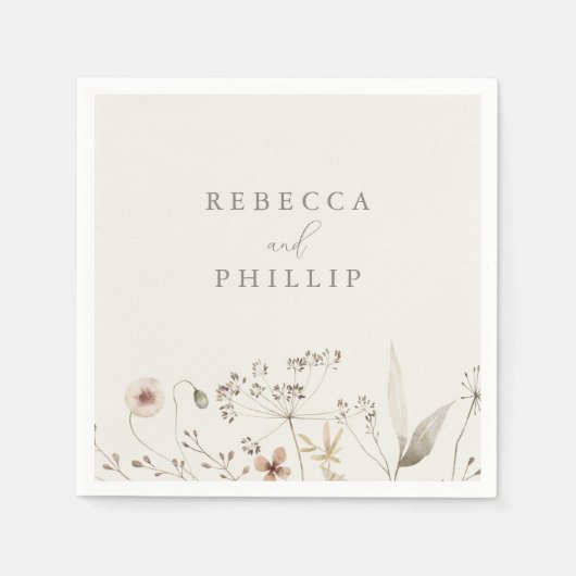 Elegant Boho Wildblume Wedding Serviette (Vorderseite)