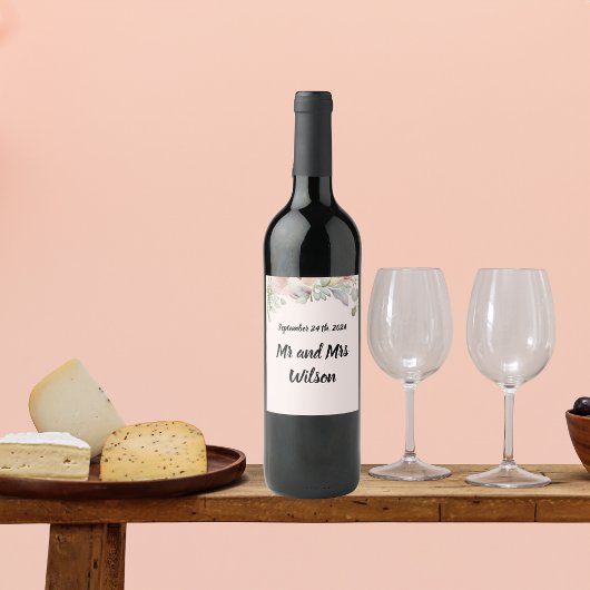 Elegant BOHO Wildblume Wedding Weinetikett