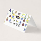 Elegant Boho Wildblume Weiße Platzkarten (Rückseite)