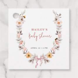 Elegant Boho Wildblume Wreath Baby Shower Geschenkanhänger