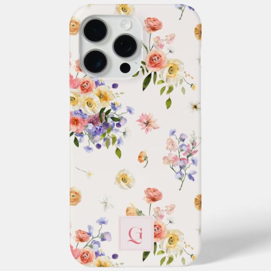 Elegant Boho Wildblumen | Anfangsmonogramm Case-Mate iPhone Hülle (Rückseite)