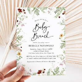 Elegant Boho Wildblumen Baby Brunch Einladung
