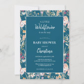 Elegant Boho Wildblumen Blue Baby Shower Einladung (Vorderseite)