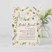 Elegant Boho Wildblumen Bridal Brunch Dusche Einladung (Stehend Vorderseite)