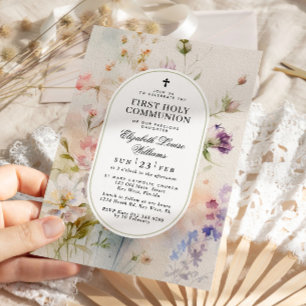 Elegant Boho Wildblumen Erste Kommune Einladung