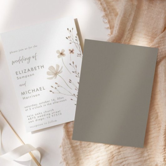 Elegant Boho Wildblumen Floral Wedding Einladung