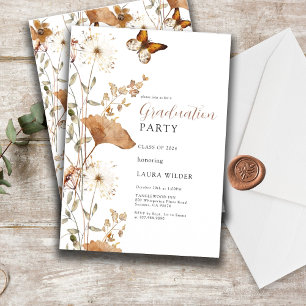 Elegant Boho Wildblumen Graduation Party Einladung