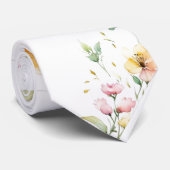 Elegant Boho Wildblumen Grün Krawatte (Gerollt)