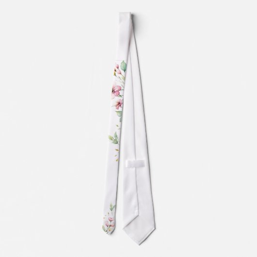 Elegant Boho Wildblumen Grün Krawatte (Rückseite)